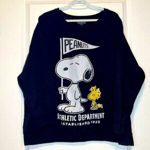 Snoopy Woodstock Peanuts Black Athletic Department Sweatshirt 3X Good Condition